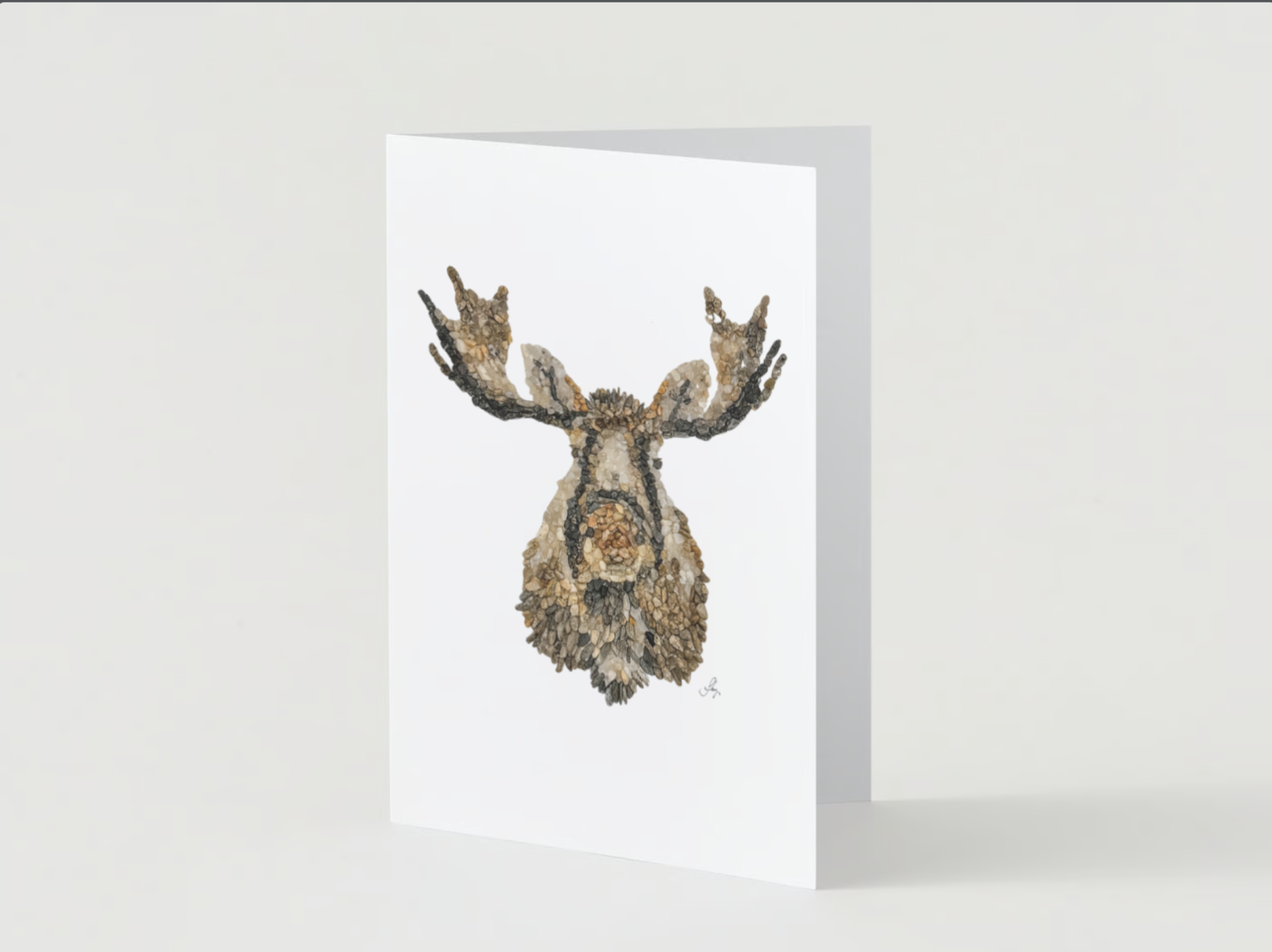 Maple the Moose mosaic pebble art card!