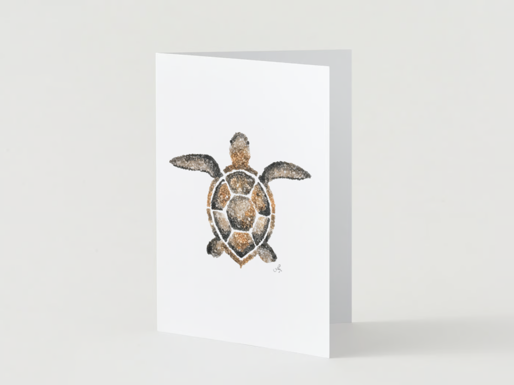 Tide the Turtle mosaic pebble art card!