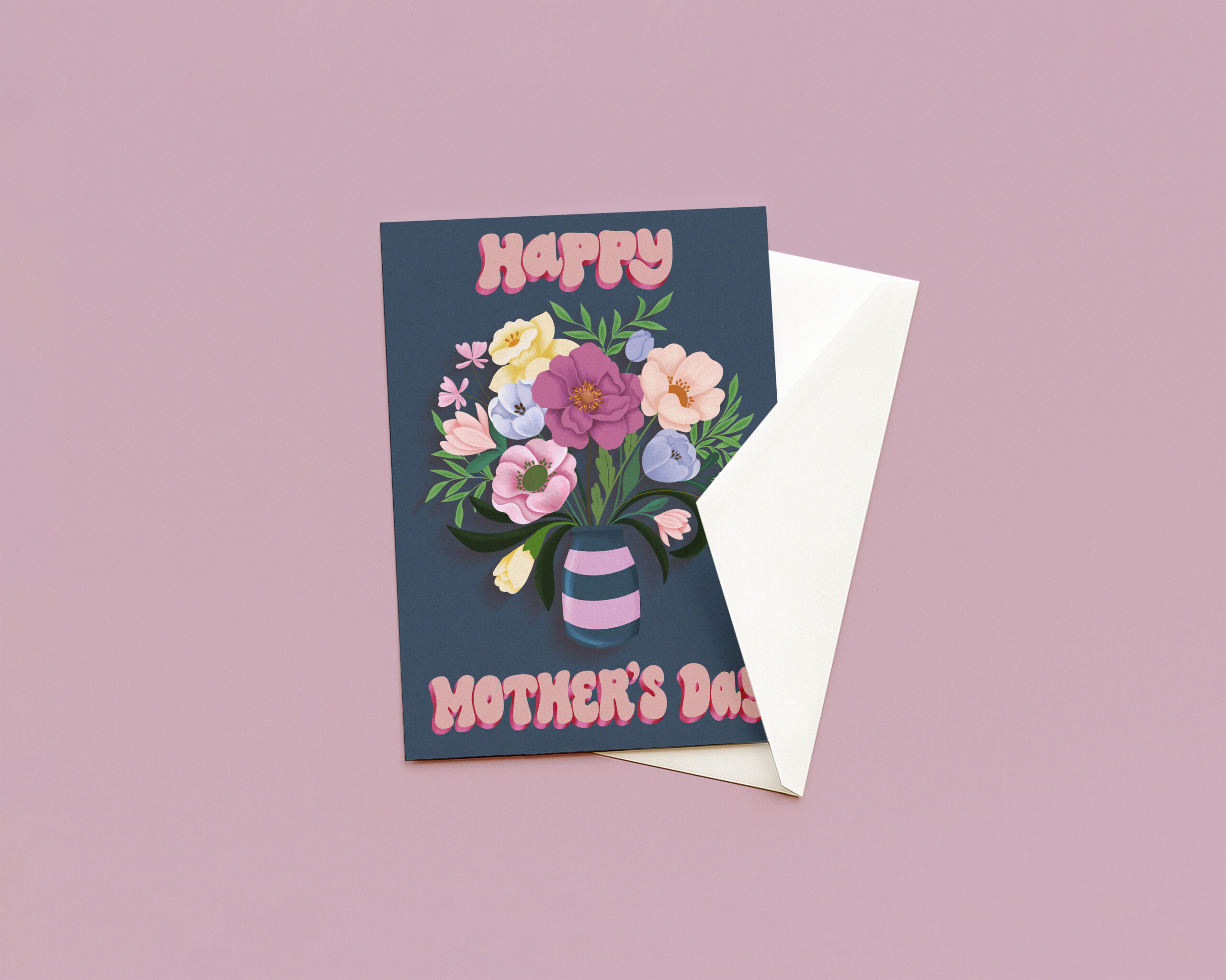 Mother's Day Greeting Card with illustrated bouquet.